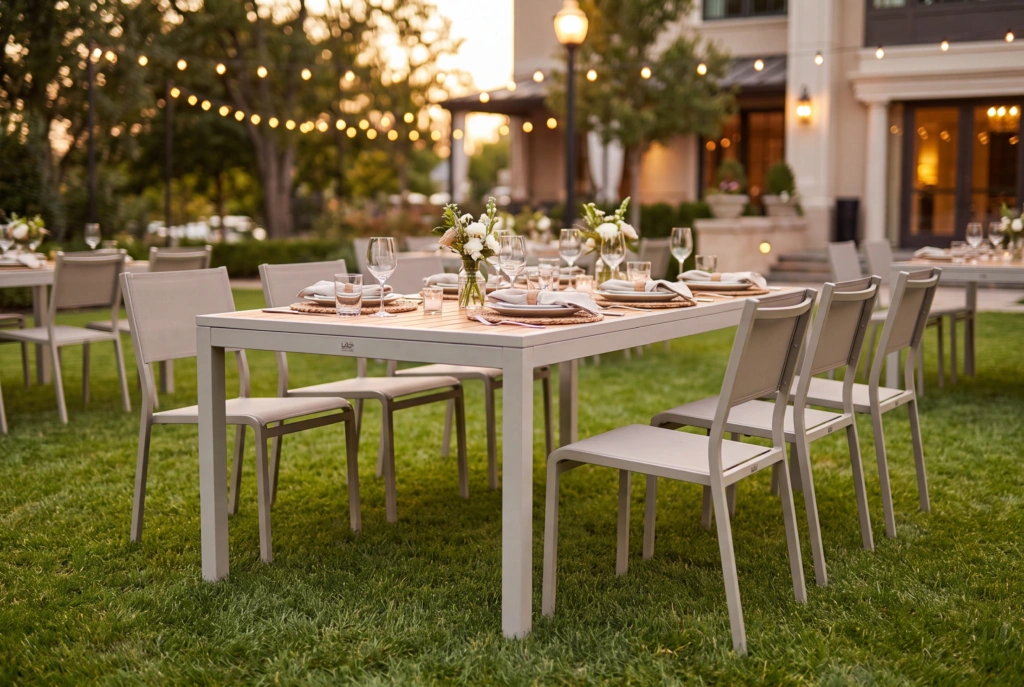 Teak Inlay Table setting