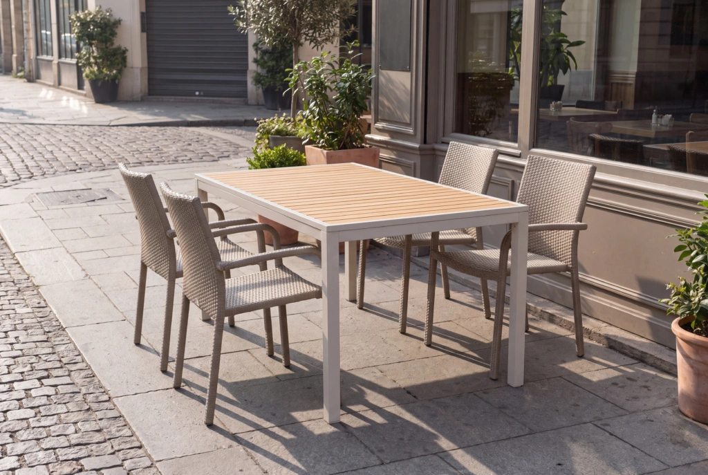 Teak Inlay Table setting