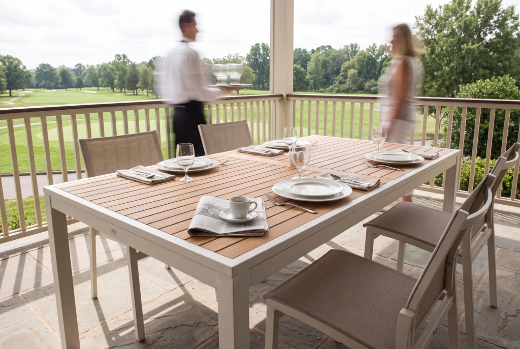 Teak Inlay Table setting