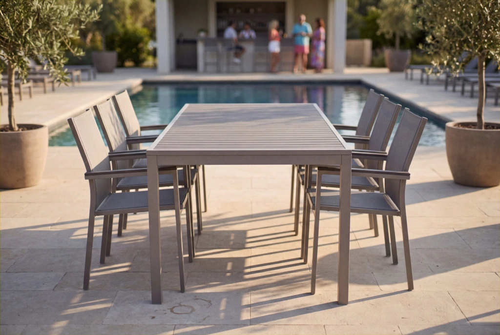 Teak Inlay Table setting