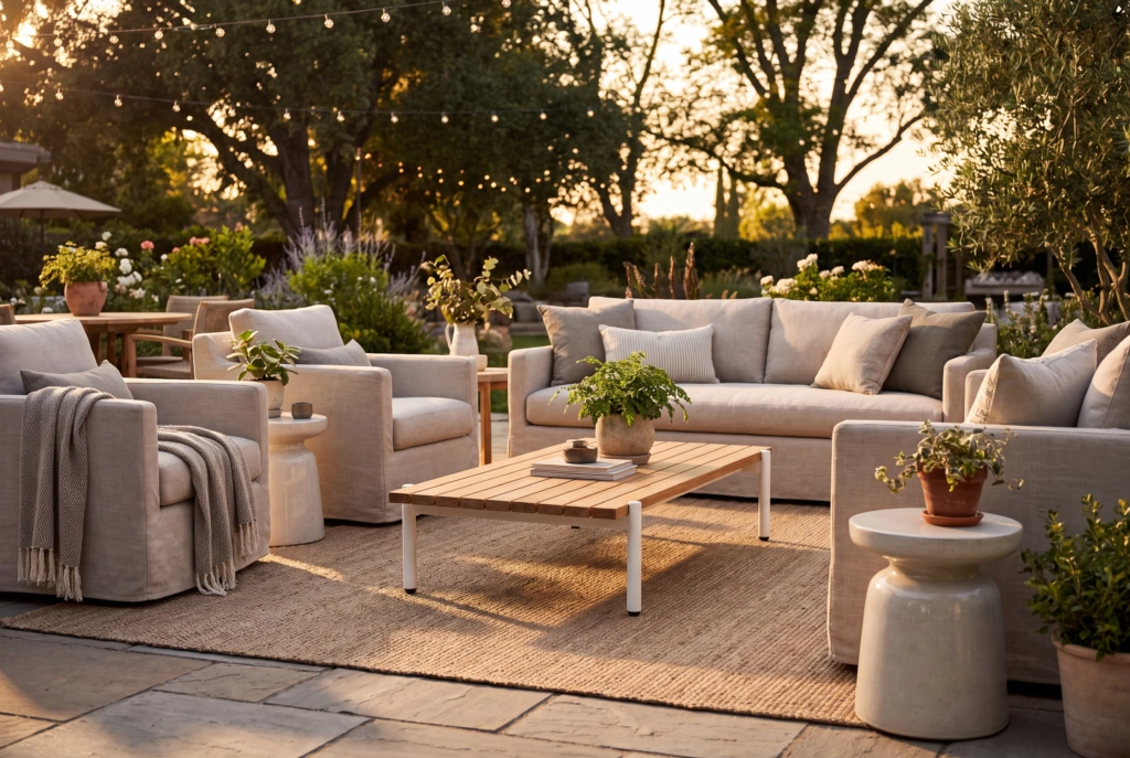 Pillow Coffee Table – Teak setting