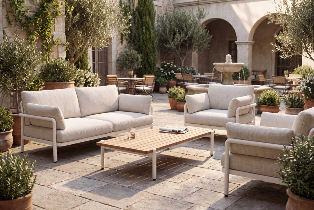 Pillow Coffee Table – Teak setting