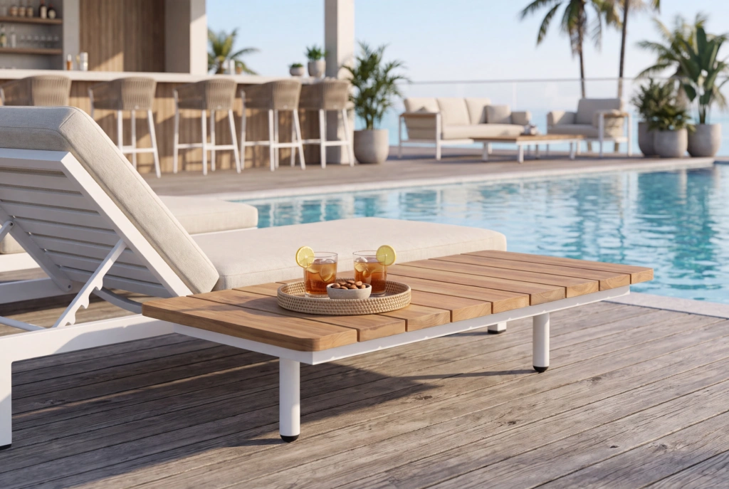 Pillow End Table Teak setting