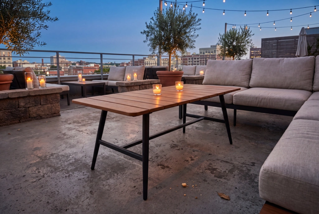 Rugby Lounge Height Coffee Table setting