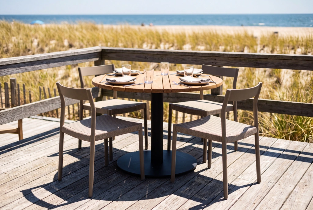 Balance 30” Round Teak Dining Table setting