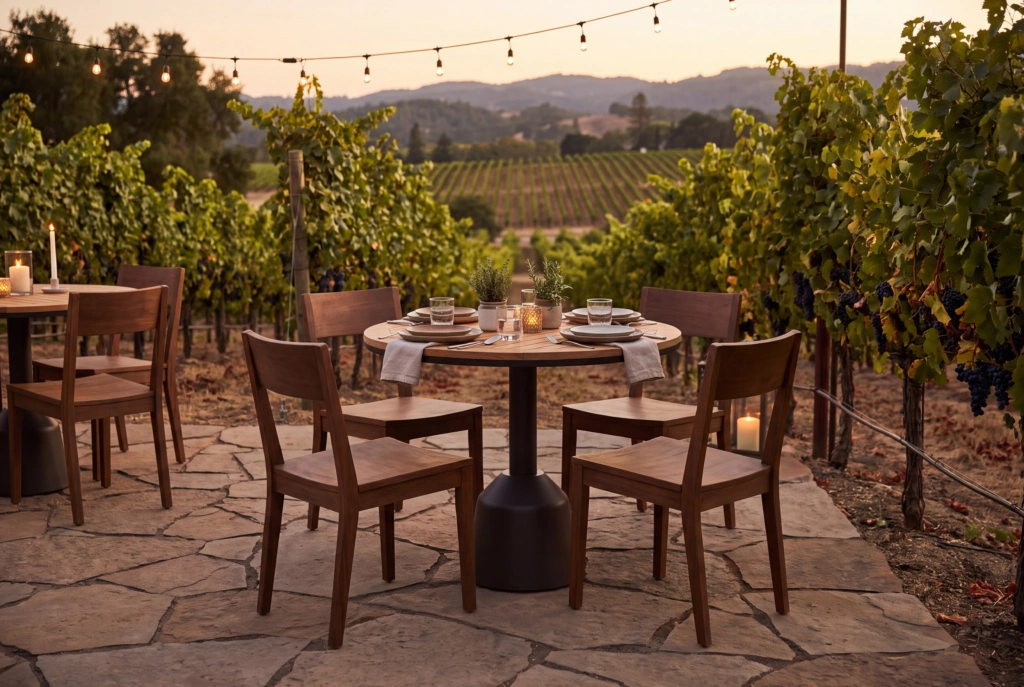 Balance 30” Round Teak Dining Table setting