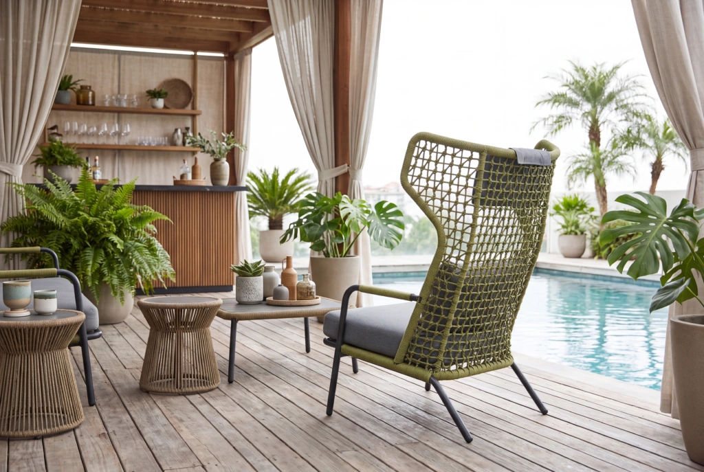 Banyantree Highback Lounge Armchair With Wings setting