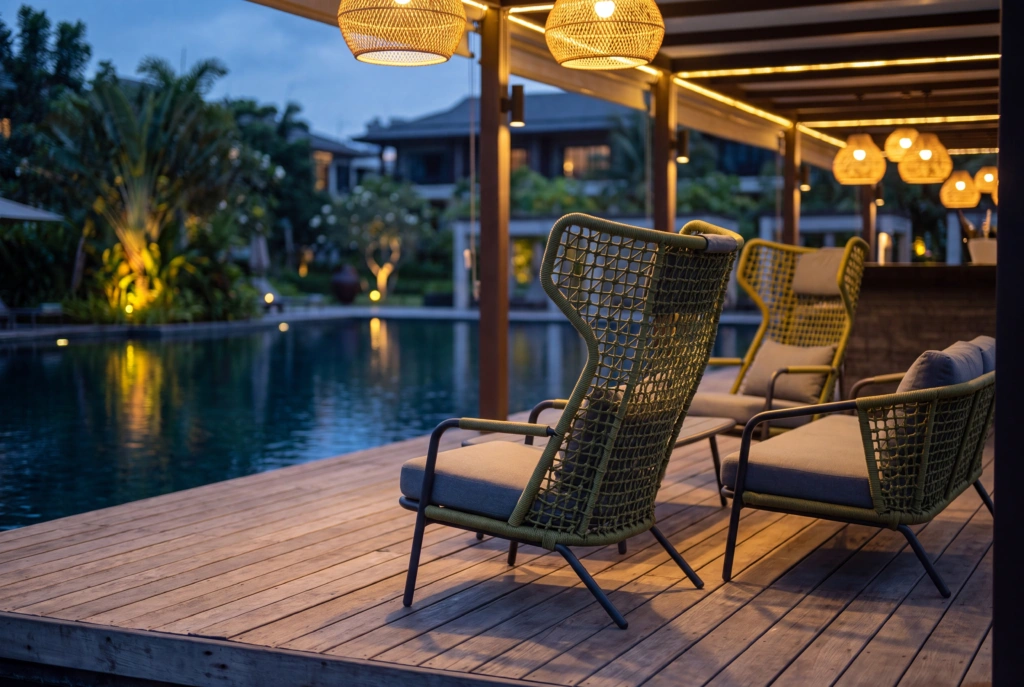 Banyantree Highback Lounge Armchair With Wings setting