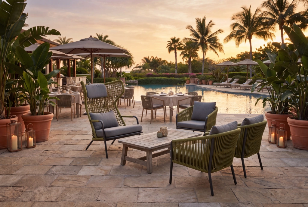Banyantree Highback Lounge Armchair With Wings setting