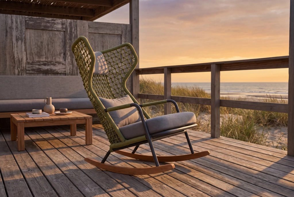 Banyantree Rocking Highback Lounge Armchair With Wings setting