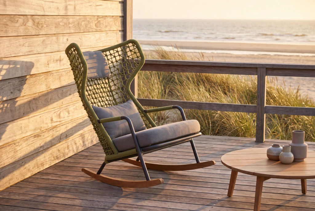 Banyantree Rocking Highback Lounge Armchair With Wings setting