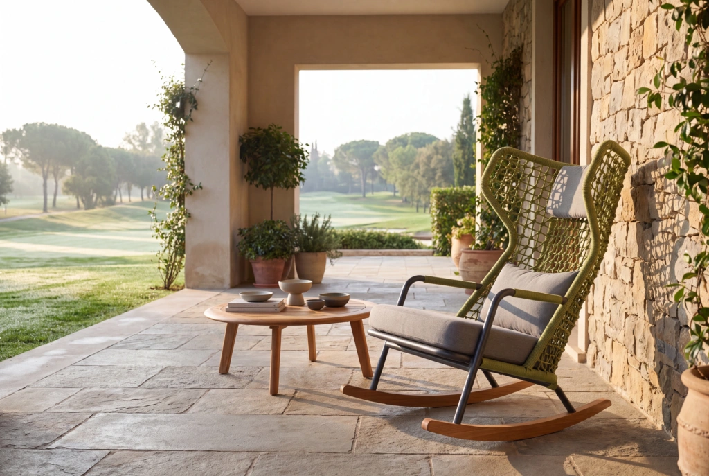 Banyantree Rocking Highback Lounge Armchair With Wings setting