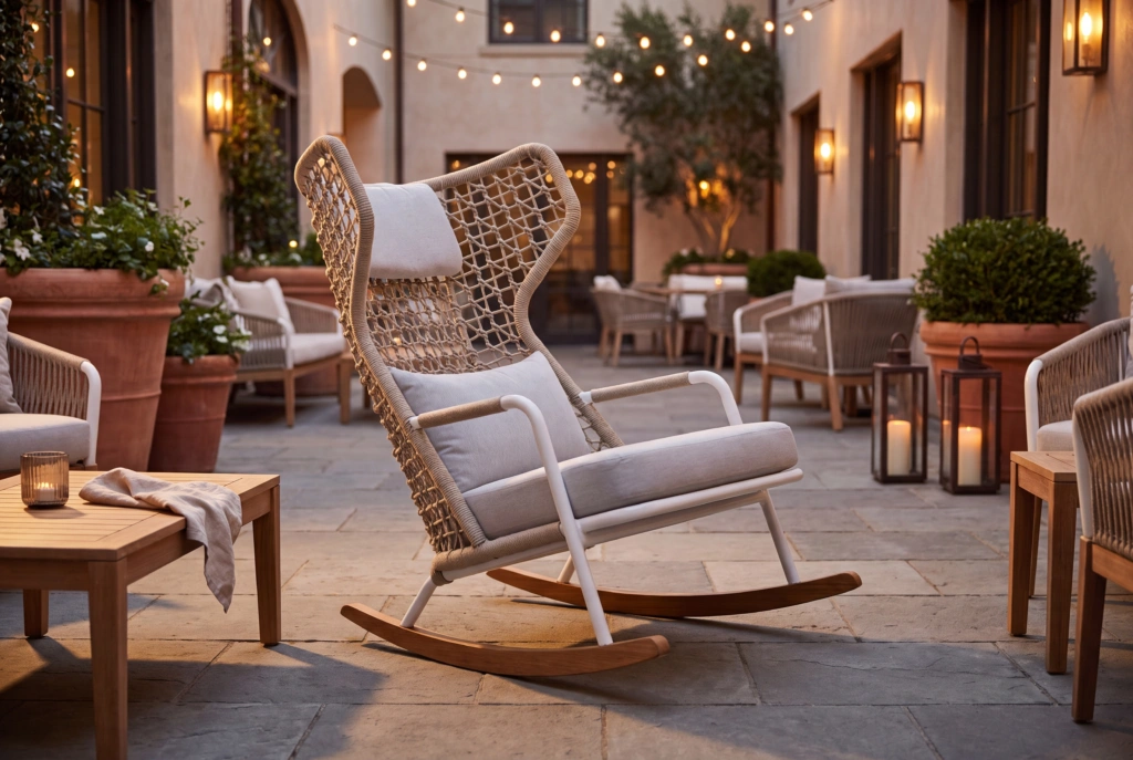 Banyantree Rocking Highback Lounge Armchair With Wings setting