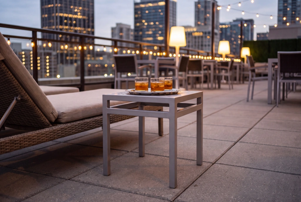 AL-5602 End Table SQ Aluminum setting