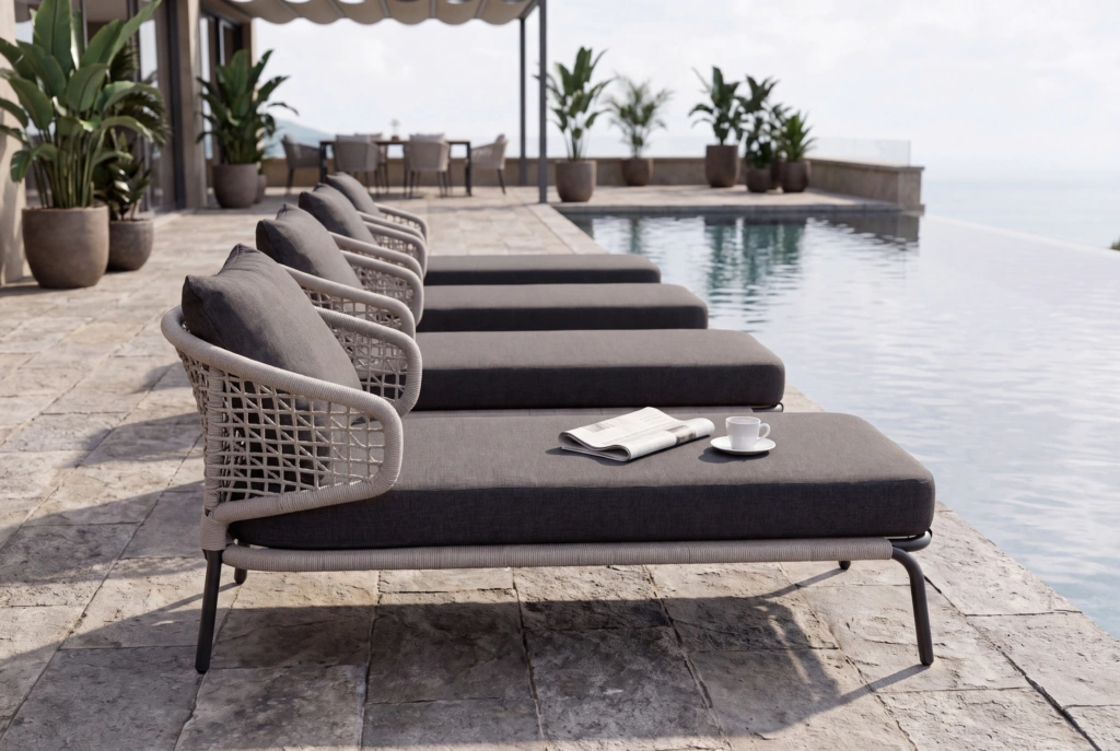 Fiji Sunlounger With Arms setting