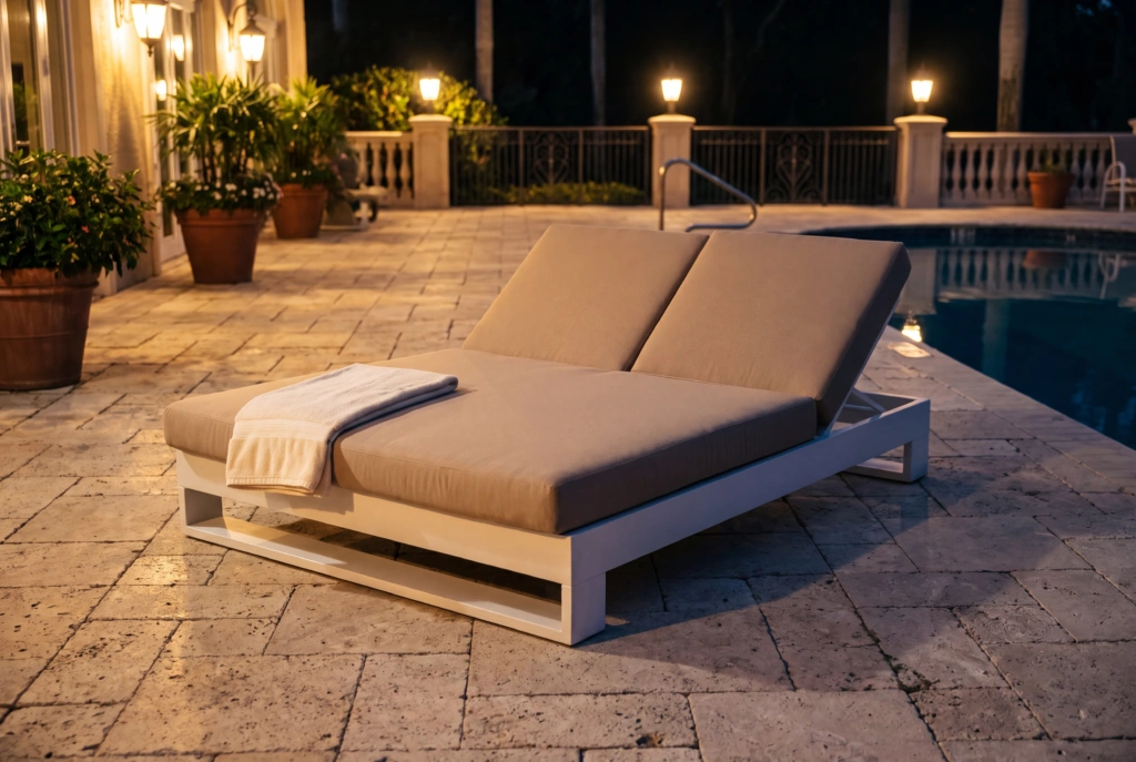 Palm Beach Sunlounger Double with Elevated Platform Base setting