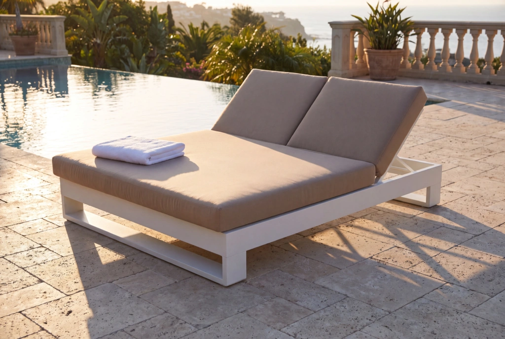 Palm Beach Sunlounger Double with Elevated Platform Base setting