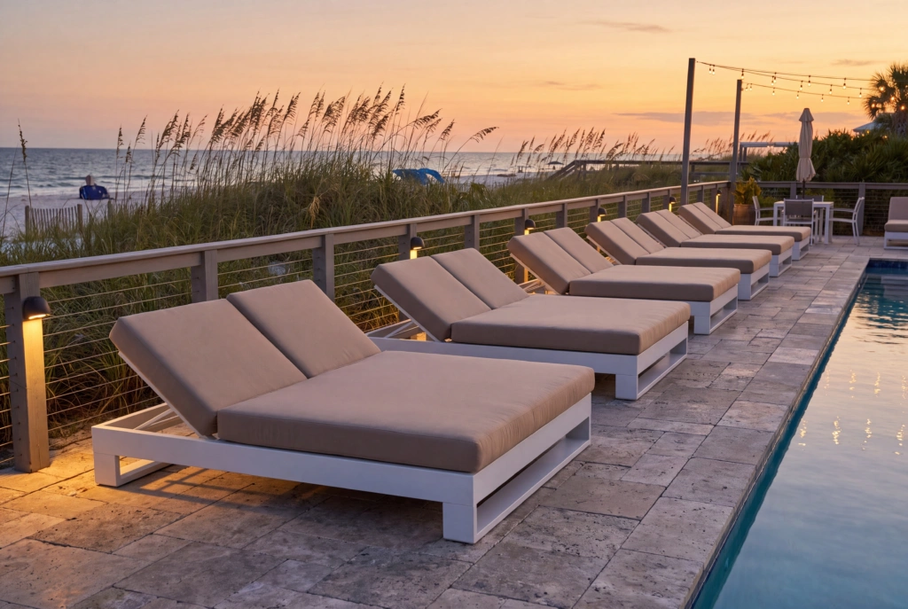 Palm Beach Sunlounger Double with Elevated Platform Base setting