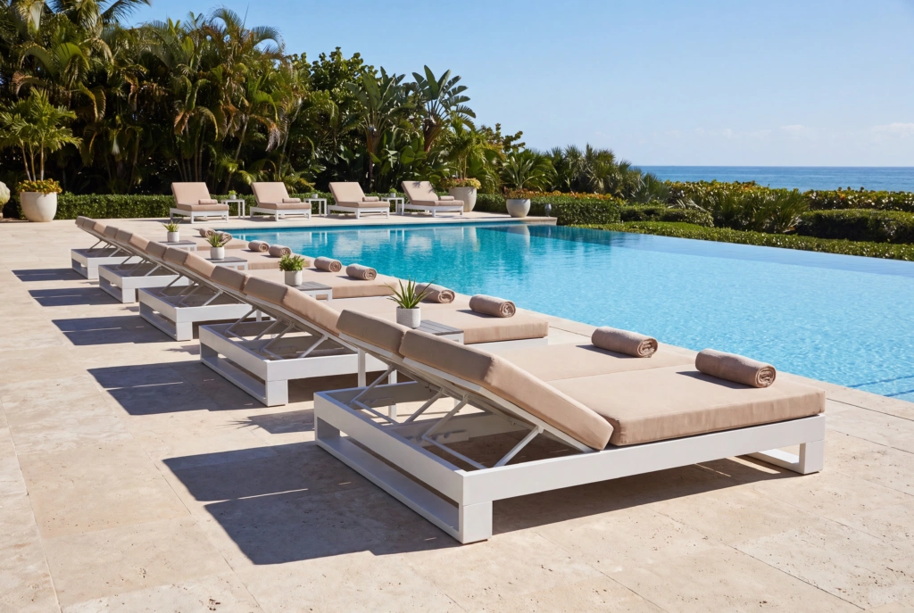Palm Beach Sunlounger Double with Elevated Platform Base setting