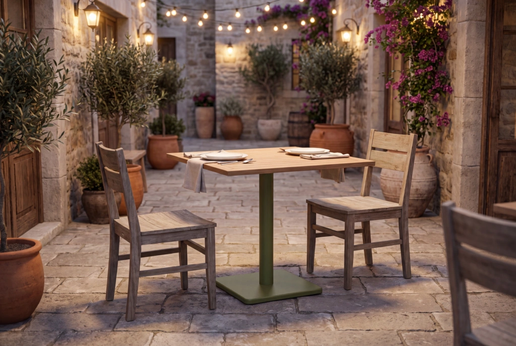 Bergen Dining Table Square – Teak setting