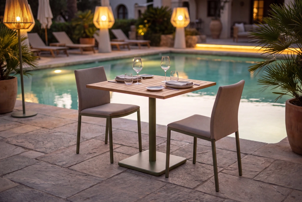 Bergen Dining Table Square – Teak setting