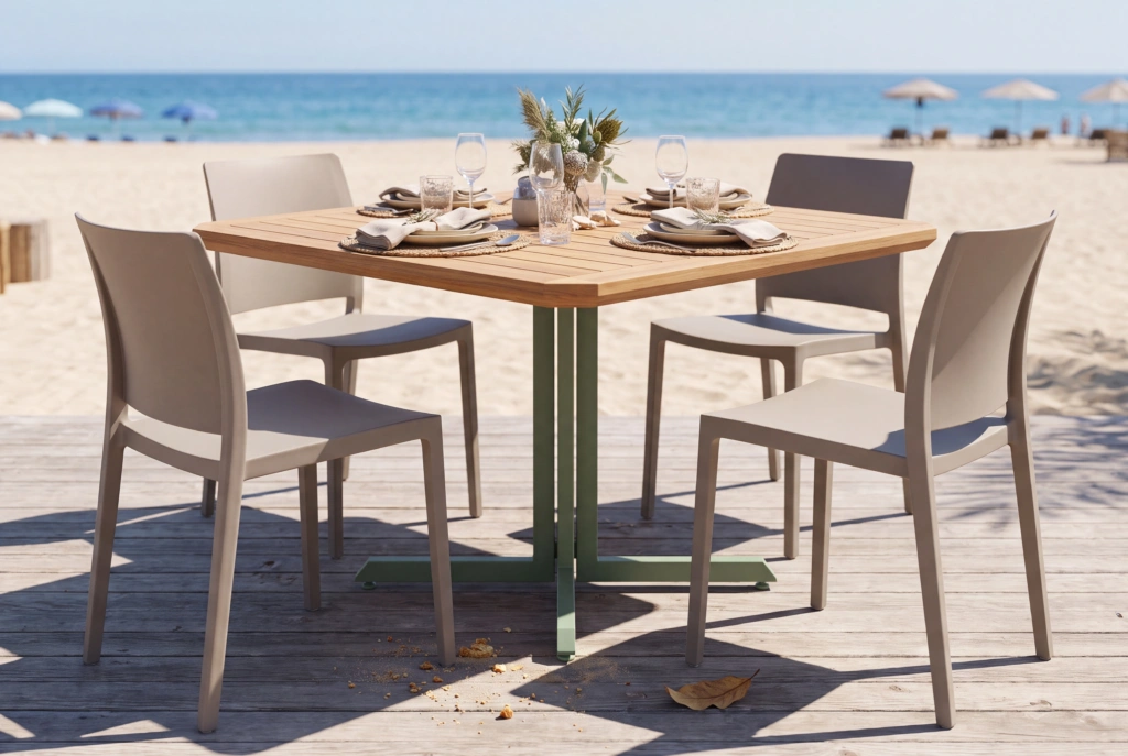 Bergen Dining Table Square – Teak setting