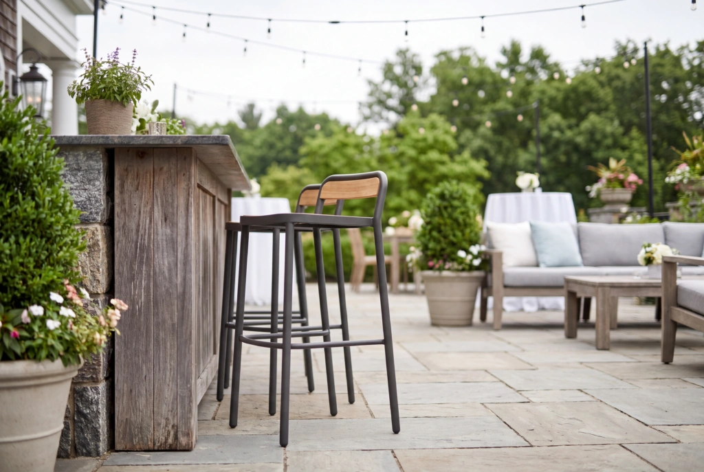 Oval Barstool – Teak setting