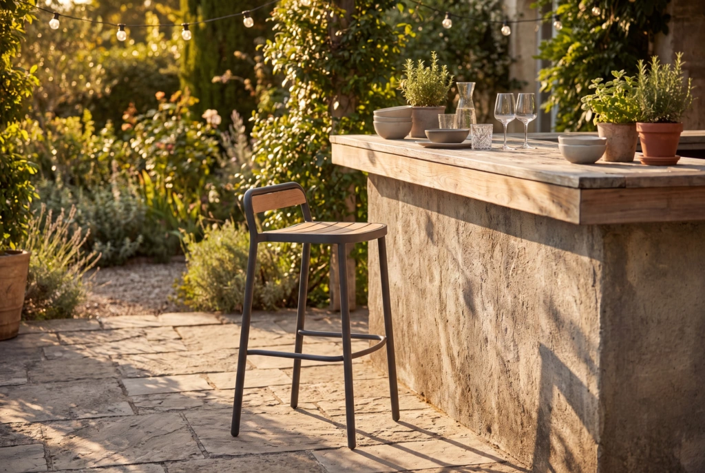 Oval Barstool – Teak setting