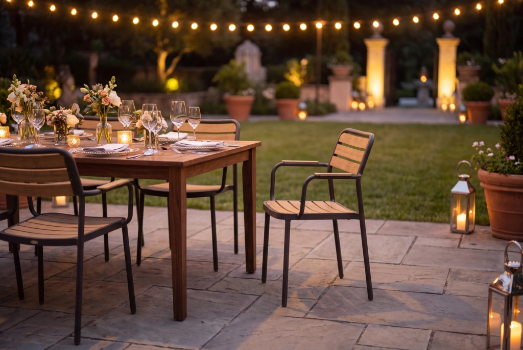Oval Dining Armchair – Teak Alt setting