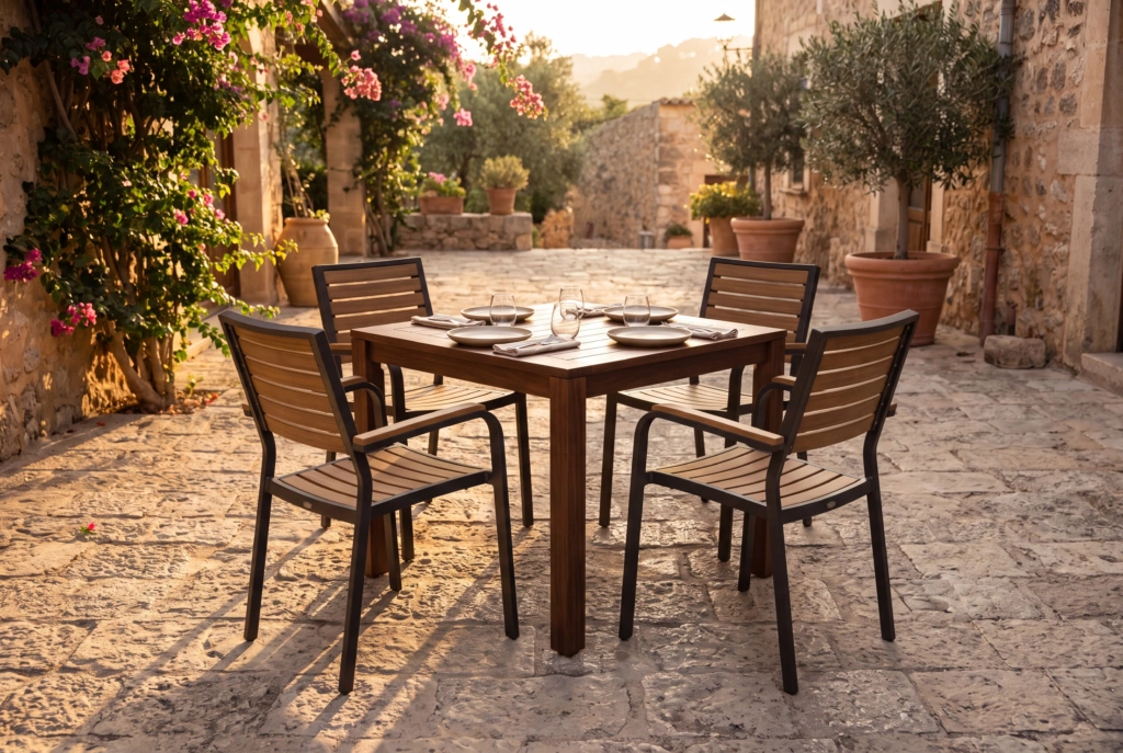 Oval Dining Armchair – Teak Alt setting