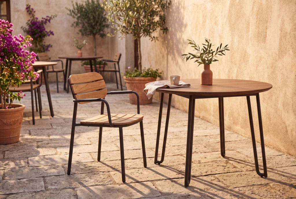 Oval Dining Armchair – Teak setting
