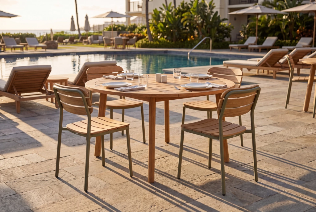 Oval Dining Chair – Teak setting