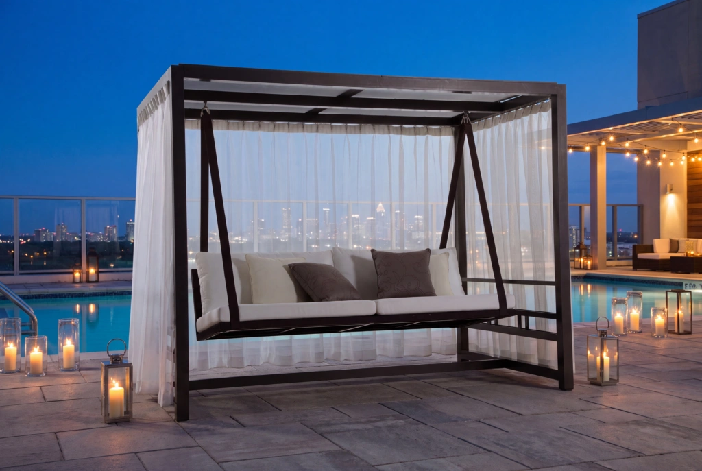 Ocean Breeze Cabana with Swing setting