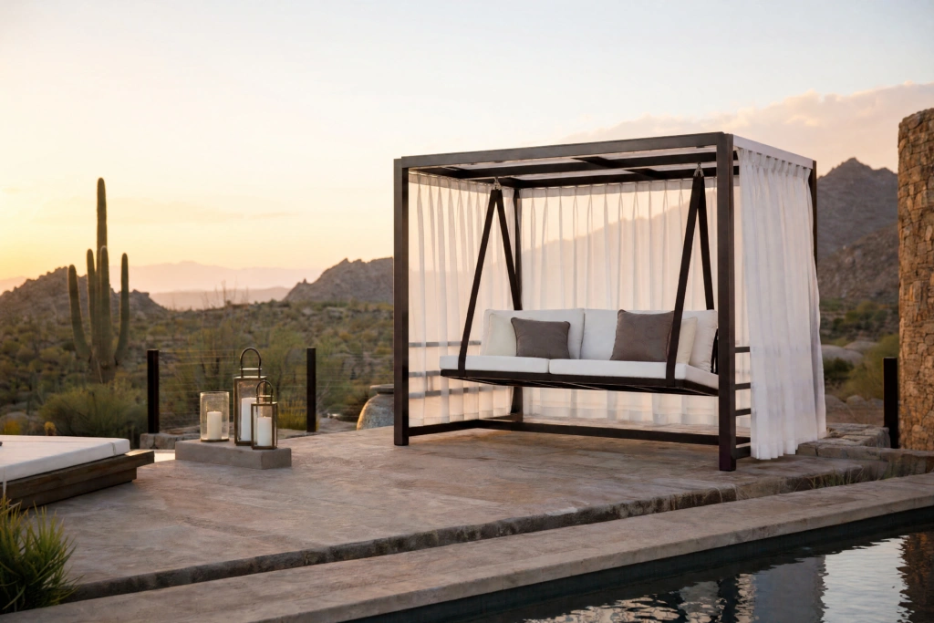 Ocean Breeze Cabana with Swing setting