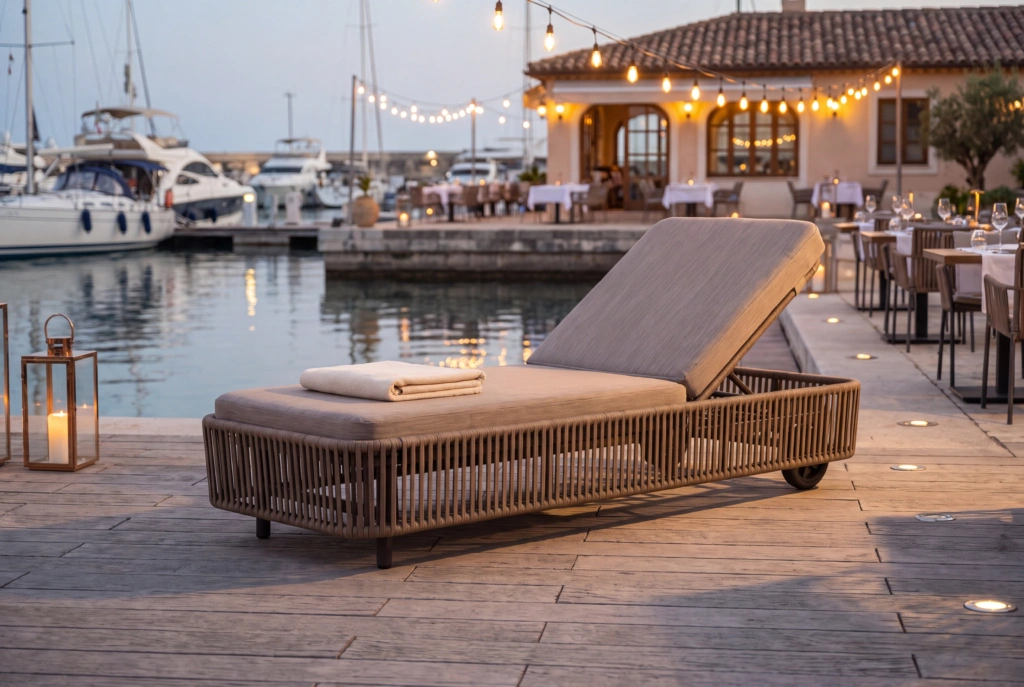 Captiva Sunlounger with Wheels setting