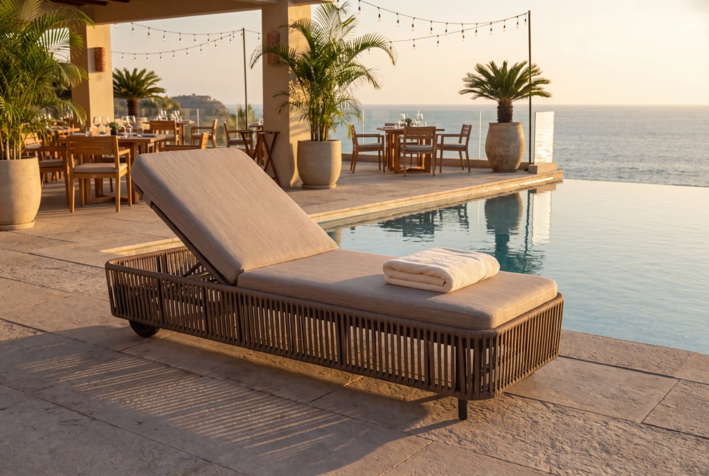 Captiva Sunlounger with Wheels setting
