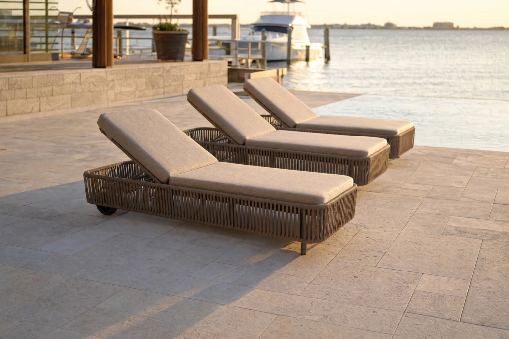 Captiva Sunlounger with Wheels setting