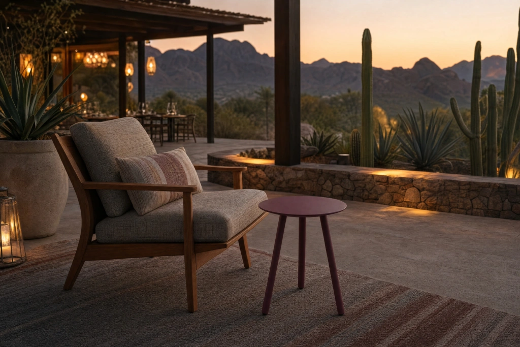 Cayman End Table Tri-leg setting