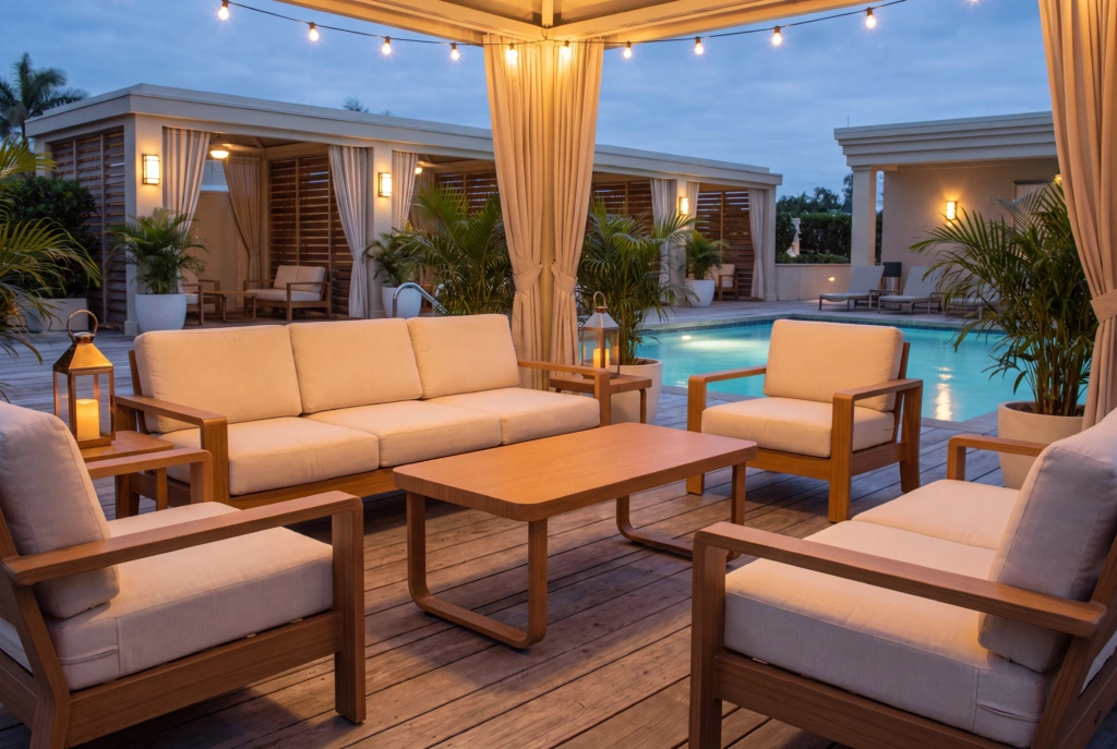 Palm Beach Coffee Table – Teak Look Aluminum setting