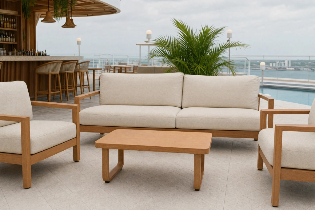 Palm Beach Coffee Table – Teak Look Aluminum setting
