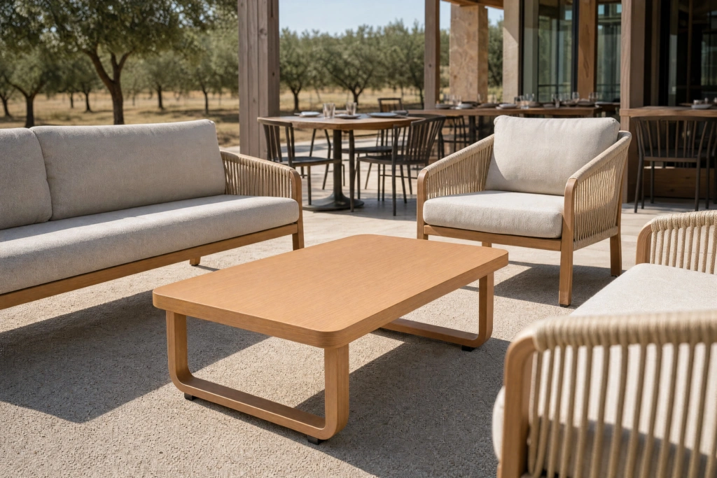 Palm Beach Coffee Table – Teak Look Aluminum setting