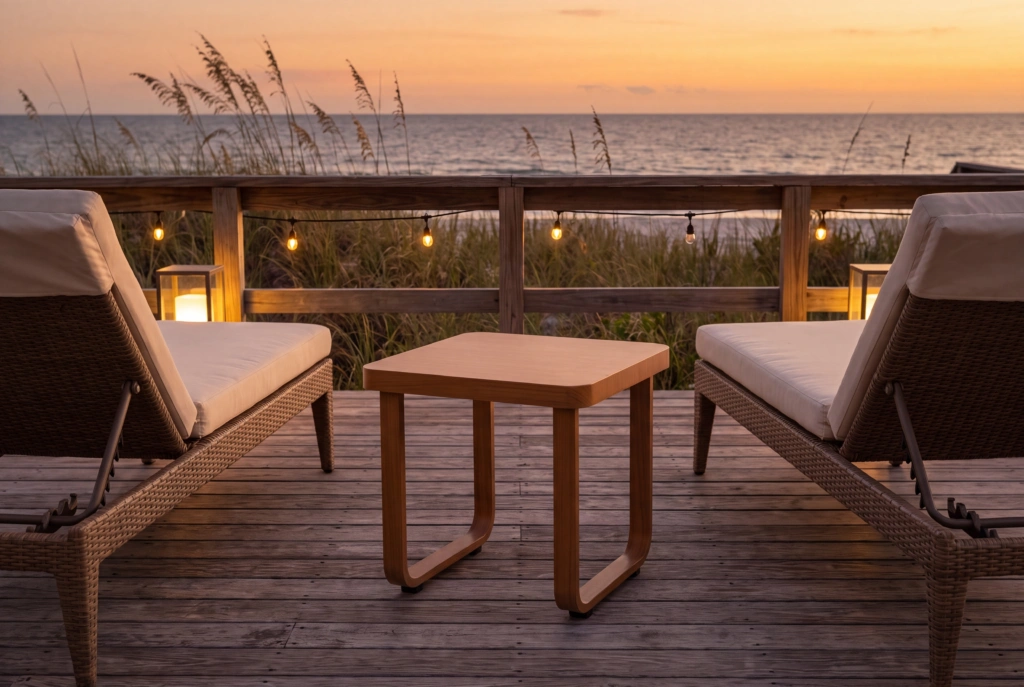 Palm Beach End Table – Teak Look Aluminum setting