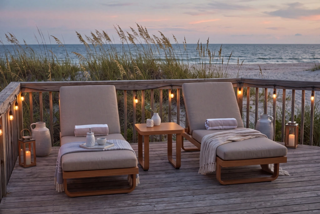 Palm Beach End Table – Teak Look Aluminum setting