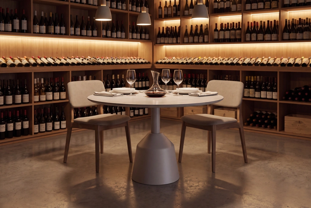 Balance Dining Table C 47”RD – CER setting