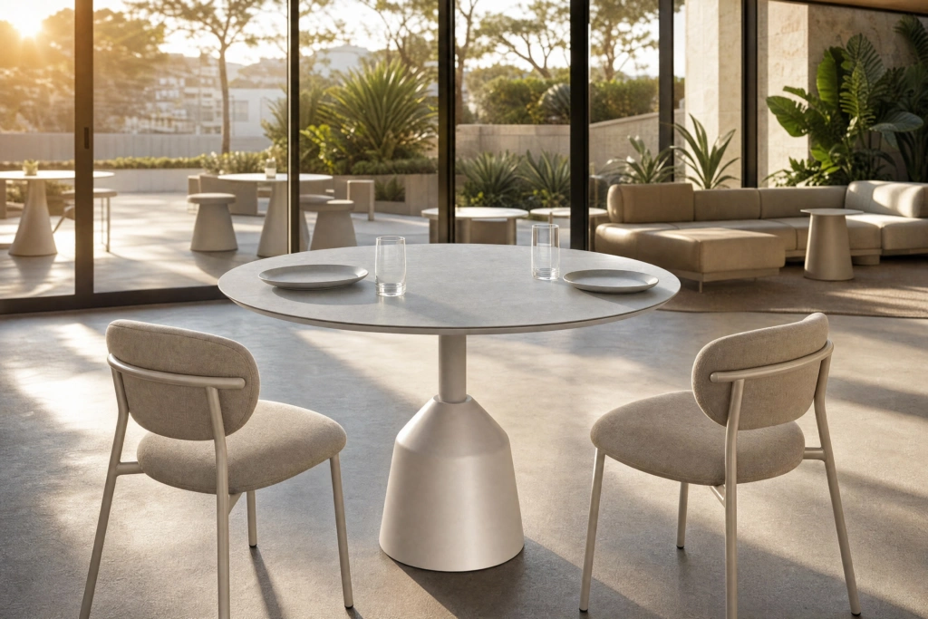 Balance Dining Table C 47”RD – CER setting