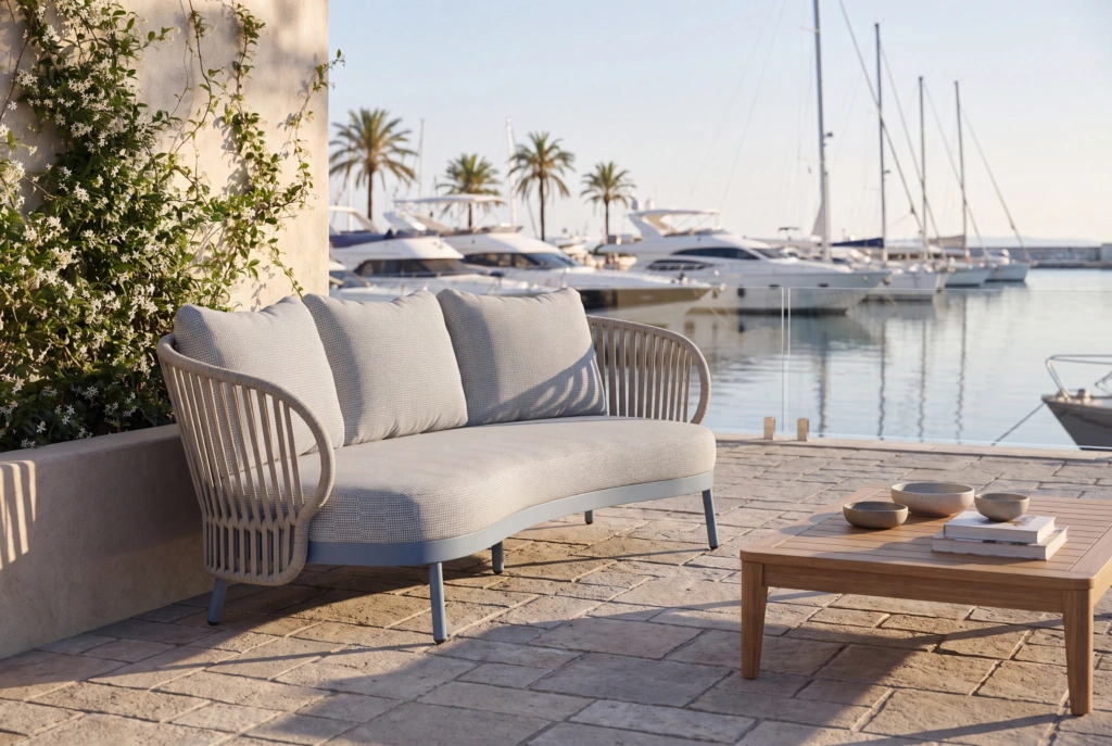 Jumbo Curved 3-Seat Sofa with Strap setting
