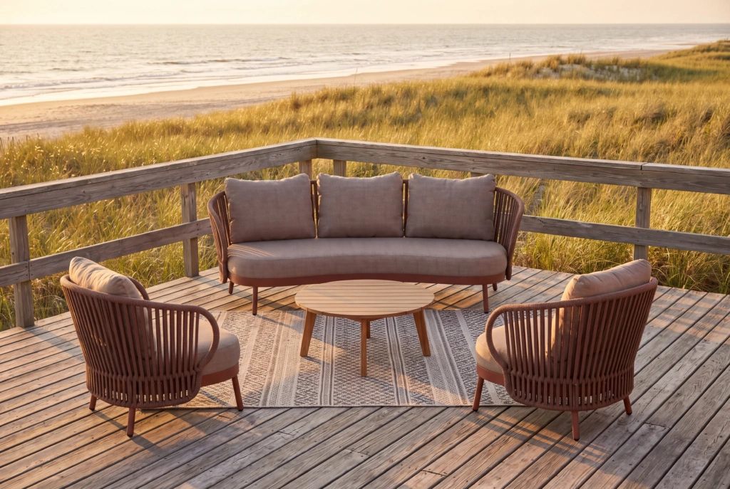 Jumbo Curved 3-Seat Sofa with Strap setting