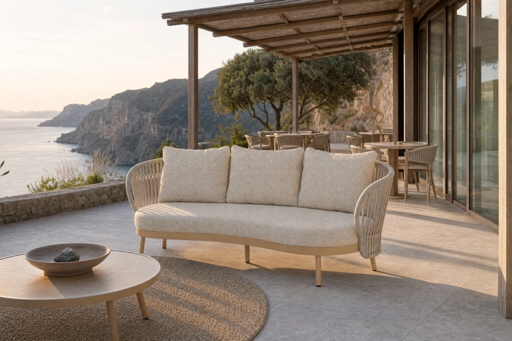 Jumbo Curved 3-Seat Sofa with Strap setting