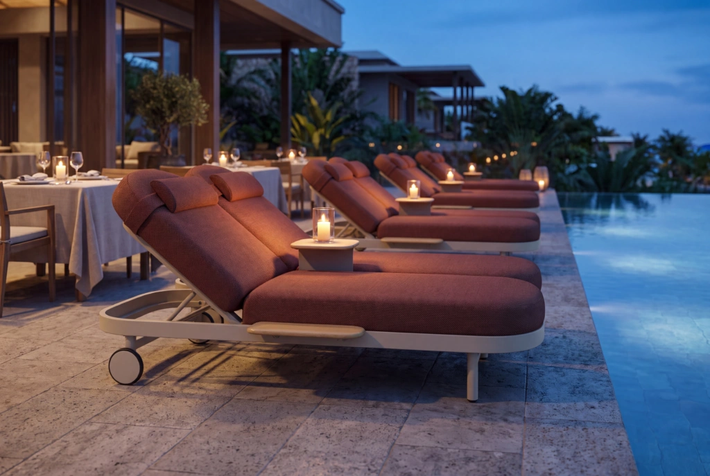 Jumbo Double Sunlounger + W + Tray setting