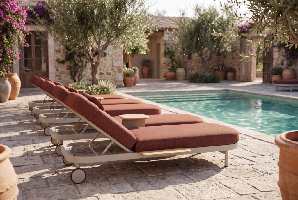 Jumbo Double Sunlounger + W + Tray setting
